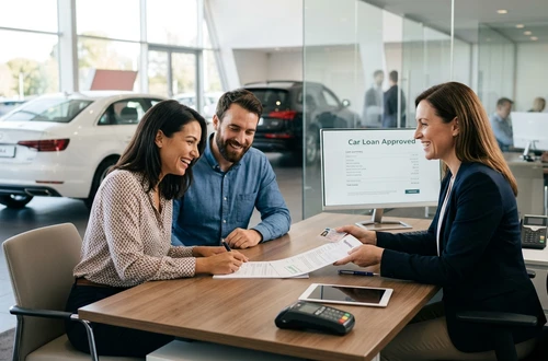 Customer getting answers about their car loan